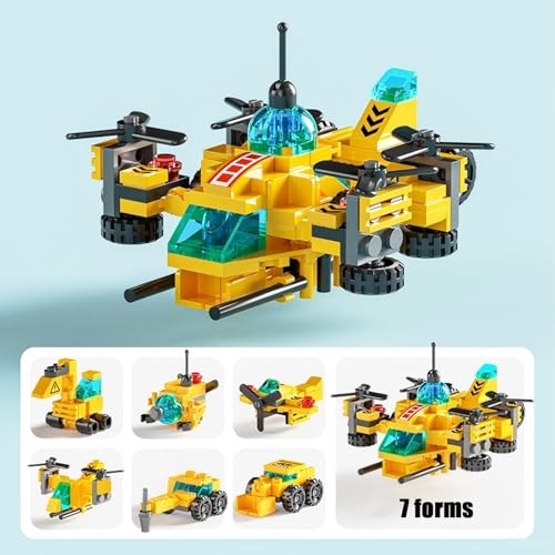136-Piece Urban Engineering Building Blocks Set - Build 7 Cool Models: Construction Airplane, Vehicles, Submarine & More | STEM Toys for Kids Ages 6-12 | Creative Gift for Boys & Girls - color: High Altitude Engineering