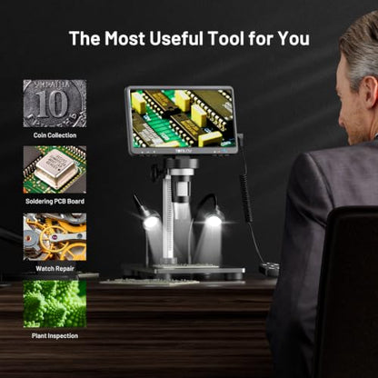 TOMLOV DM9B 7" Digital Microscope 1200X for Coins & Soldering, 16GB, Black - color: Black, size: 7"