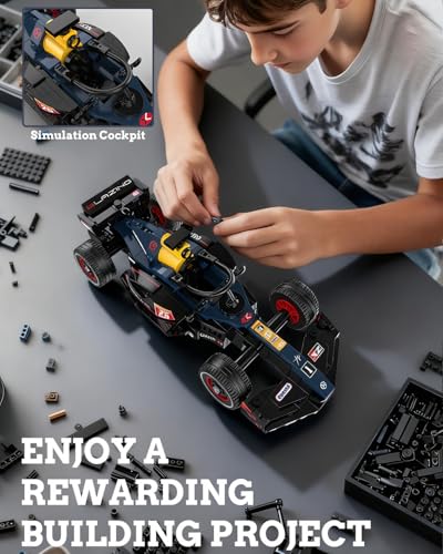 2IN1 Racing Car Building Blocks Set, MOC Speed Model Kit for Kids Ages 8+ and Adults, Creative Race Toy Gift for Boys & Girls (XZ0001) - color: Dark Bule