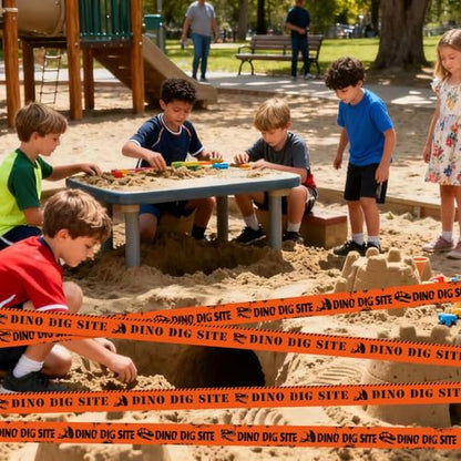 Nuanchu 2 Rolls 3'' x 98 Feet Dino Dig Site Caution Tape Party Decorations - style: Orange Dino Dig Site Caution