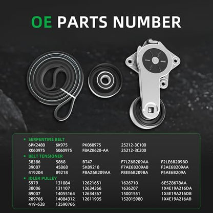 Belt Tensioner Idler Pulley Assembly Set - size: for Mustang 1995-1999
