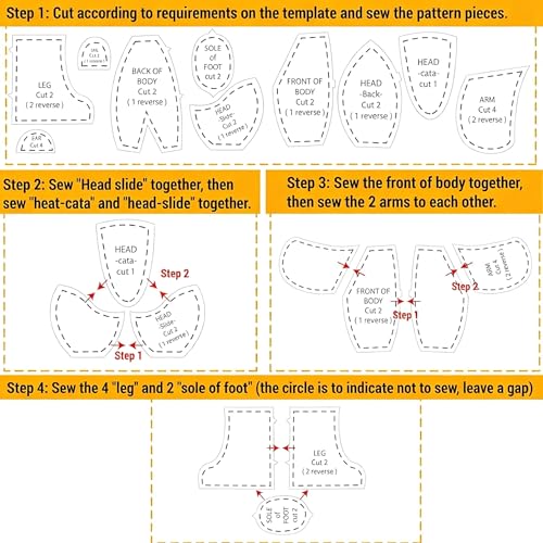 Memory Bear Sewing Templates Set, 10Pcs Durable Acrylic Teddy Bear Sewing Patterns & Templates with Detailed Instructions for Sewing (Large) - size: Large