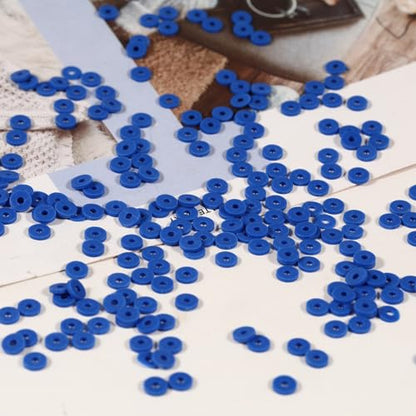 2000pcs Royal Blue Clay Beads 6mm for Bracelets Making Flat Round Polymer Clay Bead Heishi Beads for Jewelry Making Earring Bracelets Necklace - color: Royal Blue