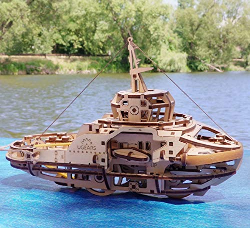 Tugboat Ugears 3D Mechanical Wooden Model for Self Assembling, DIY, Brainteaser