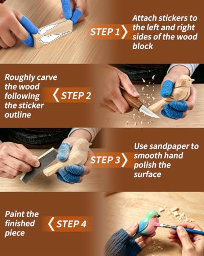 Wood Carving Hobby Kit for Adults & Teens, Beginner Whittling Craft Set - color: Brown(Bird Carving Kit)