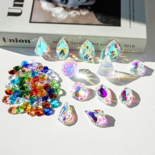 164 Pcs Sun Catchers Kit for Adults, Crystals Chandelier Prism Replacement - color: 12 Pcs,ab