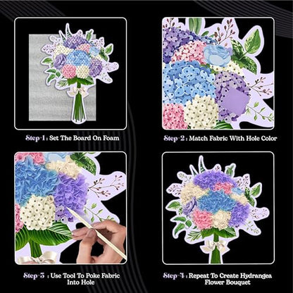 Unwynd Poke Art Hydrangea Flower Bouquet Kit for Adults, Women and Teens - style: Hydrangea