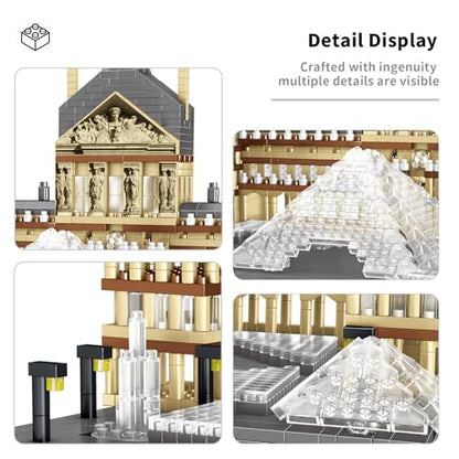 CSNRHG Paris Louvre Museum Model Building Blocks Set Micro Bricks World Famous Architecture Educational Toys for Kids Adults 3377 Piece Birthday - style: Louvre Museum