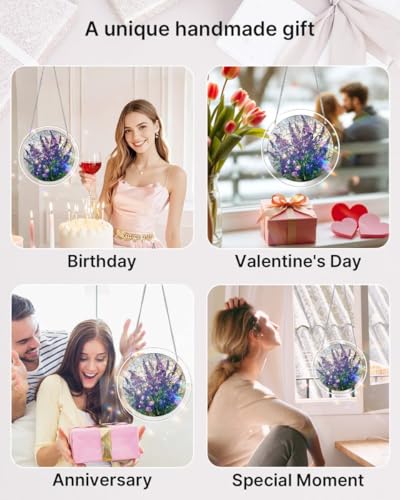 Acrylic Jigsaw Puzzle Suncatcher - Violet Garden - color: Violet Garden, size: S-7.4in*7.4in