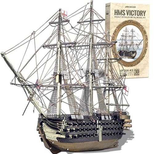 Piececool 3D Metal Puzzles for Adults, HMS Victory Battleship Model Kits Crafts for Adults to Build DIY Models Puzzles, Ideal Creative Great Gift for Family Time Home Decor- 389Pcs - style: HMS Victory