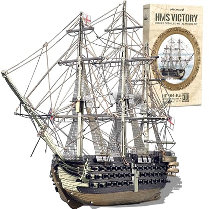 Piececool 3D Metal Puzzles for Adults, HMS Victory Battleship Model Kits Crafts for Adults to Build DIY Models Puzzles, Ideal Creative Great Gift for Family Time Home Decor- 389Pcs - style: HMS Victory