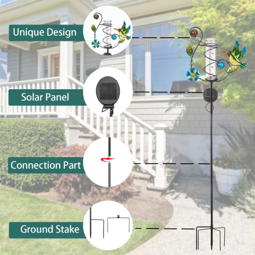 35'' Tall Hummingbird Rain Gauge Outdoor, Solar Rain Gauge - color: Hummingbird A