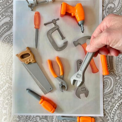 Safari Ltd. Handy Tools TOOB - 8 Mini Figurines Including Vice, Drill, Screwdrivers, Wrench, Pliers, Saw, and Hammer - Educational Toy Figure Set for Boys, Girls & Kids Ages 3+