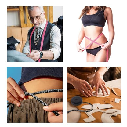 60 Inch Tape Measure Soft Measuring Tape for Body Fabric Sewing Tailor - color: Rose Red Black