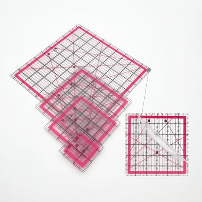 Sewing Rulers Quilting Ruler,Acrylic Quilting Templates,Sewing Tools Accessories Supplies for Patchwork Precision Fabric Cutting 4pcs(9.5,6,4.5,2.5inch) - color: Red