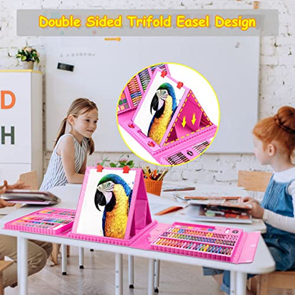 Art Supplies, 272 Pack Art Set Crafts Drawing Kit for Kids Girls Boys Teens - color: Pink
