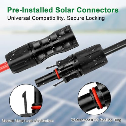 XRDS -RF Solar Cable 30FT, 8AWG Solar Extension Cable with Male & Female Solar Connectors, Flame-Retardant Protective Sleeving Solar Panel Cable, Weatherproof PV Wire for Solar Panel Connection - size: 8AWG 30FT