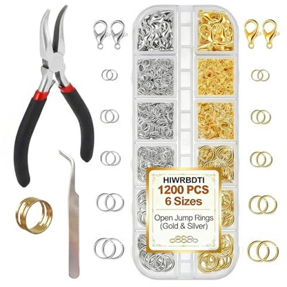 1200Pcs Gold Silver Small Open Jump Rings Jewelry Making Supplies
