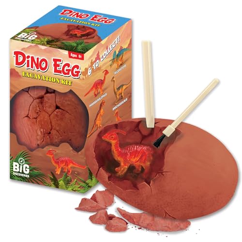Dino Egg Excavation Kits from Big Discoveries - Discover Prehistoric Dinosaur Eggs | Interactive Fossil Archaeology Dig Kit Toy for Kids | Six Dinosaurs to Collect - size: 2.9 x 2.9 x 5.0 inches
