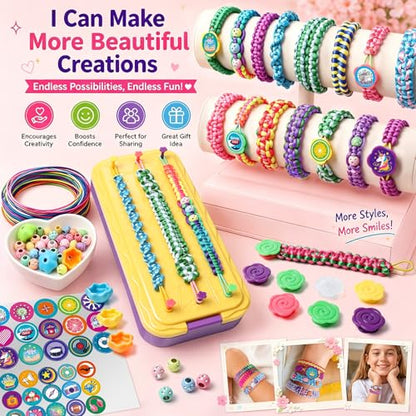 DDAI Arts and Crafts for Kids Age 8-12 Friendship Bracelet Making Kit for Girls - Best Birthday Gifts Ideas for Girl 7 9 10 11 Year Old - Popular Bracelets String Maker Toys Set - color: Purple