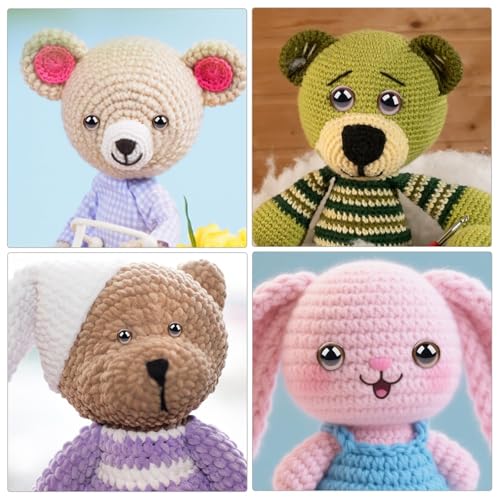 80pcs Safety Eyes for Amigurumi with Washers 10/12/16/18mm Brown Plastic Safety Eyes for Crochet Craft Dog Safety Eyes Gift for Crochet Lovers Halloween Decorations Stuffed Animals Crafting - size: 10-18mm
