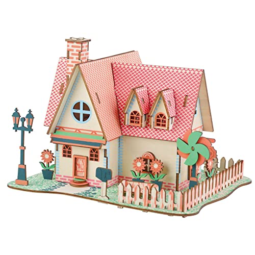Log Cabin 3D Wooden House Puzzle,DIY Mini Building Model Kit，018 - color: 018