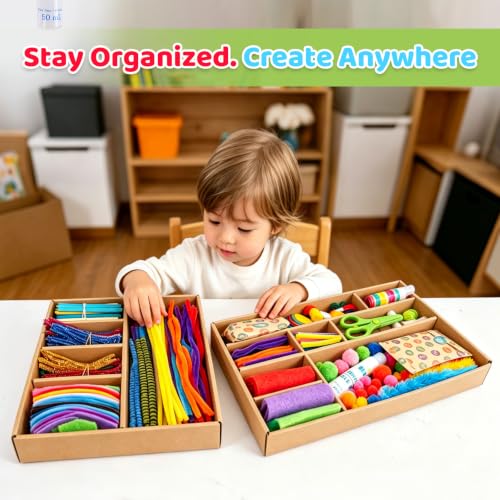 Kid Made Modern Arts and Craft Kit – A DIY 3.8 Pounds of Hobby Craft Supplies & Materials Box for Creative Art Projects for Kids Age 4 5 6 7 8 9 10 11 & 12 Year Old Girls & Boys - color: Creative Essentials Kit