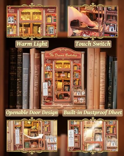 CUTEBEE Book Nook Kit, DIY Miniature House Kit for Adults, Bookshop Booknook - color: Drama Bookshop