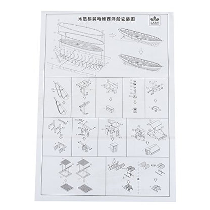 HAPYLY 1/130 Scale DIY Hobby Wooden Ship Science Equipmen Assembly Model Boat Kits Sailing Boat Kit Decor Toy Gift - size: 1:130