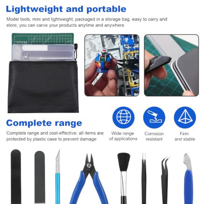 Fippy Model Kit Tools, Hobby Building Tools with A5 Cutting Mat - style: Set D