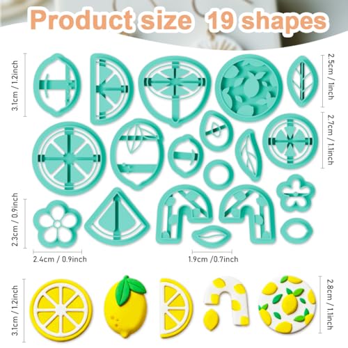 19Pcs Lemon Polymer Clay Cutters Fruit Flower Polymer Cutter for Clay Earrings Making Festival Jewelry DIY - color: Lemon