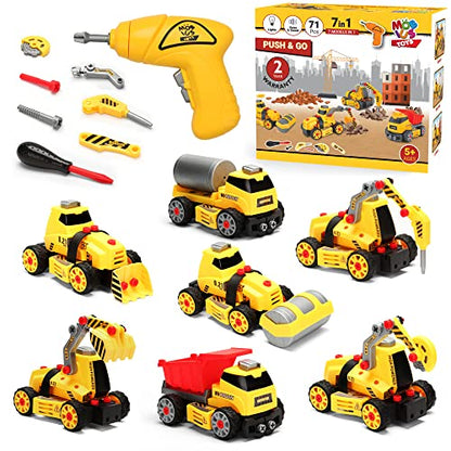 Mobius 7-in-1 Take-Apart Construction Truck Set with Drill, Ages 3+ - color: 7 in 1 Construction Playset