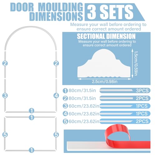 Colingmill 3 Set 32 x 94 Inch Arch Wall Molding Kit Peel Stick Arch Premade Accent Wainscoting Panel Wall Panel Decor Pre Cut Trim Kit for Home Walls Molding DIY Living Room Decor(Classic Style) - size: 32 x 94 Inch, style: Classic Style