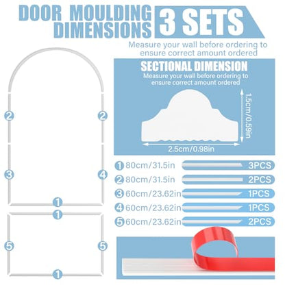 Colingmill 3 Set 32 x 94 Inch Arch Wall Molding Kit Peel Stick Arch Premade Accent Wainscoting Panel Wall Panel Decor Pre Cut Trim Kit for Home Walls Molding DIY Living Room Decor(Classic Style) - size: 32 x 94 Inch, style: Classic Style