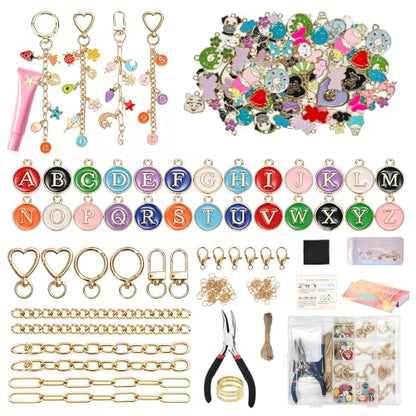 Lemosyu 271Pcs Charms Lip Gloss Keychain Making Kit for DIY Craft, Gifts - size: 271 Pcs Kit