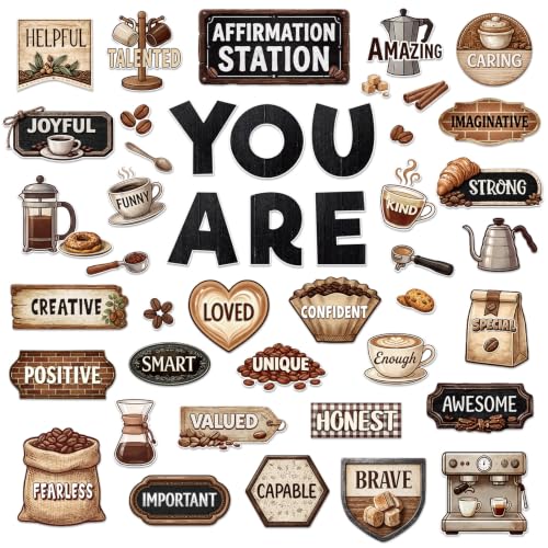 45pcs Coffee Affirmation Station Bulletin Board Classroom Decor - style: Coffee