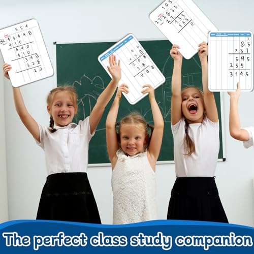 24 Pack Long Division Whiteboard for Kids Teaching Multiplication Double-Sided Cardboard Board Division Chart Portable Math Manipulatives Whiteboard Educational Tools for Students Classroom 12" x 9" - style: Long Division Whiteboard