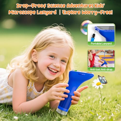 SKYBASIC Digital Microscope for Kids, 3" Screen 1000X Handheld Microscope HD Pocket Portable Microscopes Camera, Science Edu Fun Toys for Ages 4-12 Children Students Boys Girls -Blue - color: 3"-Blue