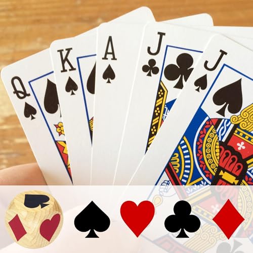 Wooden Euchre Trump Marker Dice Set - Large 1.57" (4cm) Clear Printed Euchre Cube, Trump Poker Game Kit, for Adults & Card Game Lovers (Four Pieces) - color: Four Pieces