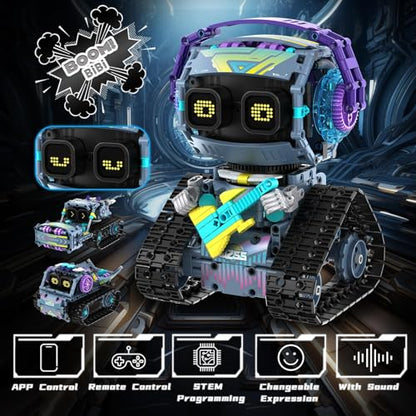 STEM Robot Building Kit for Boys Ages 8-12, 3 in1 Robotics Toys with Remote & App-Controlled, 433 Pieces Buildable Robotics Coding Toy Sets for Kids Boys Girls Birthday Gifts