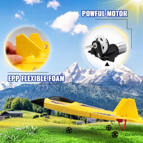 F-22 Raptor 2.4GHz RTF RC Plane 6-Axis Gyro Easy Flying For Kids Beginners - color: Yellow Kf803