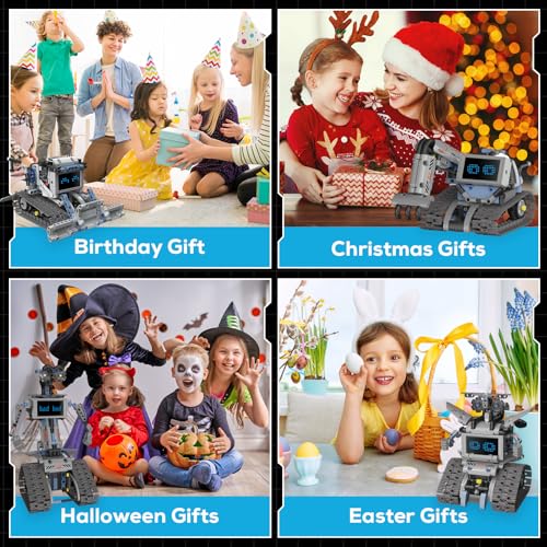 Robot Building Kit with Remote Control STEM Gift for Boys Age 6-14 | Birthday Gift for Boys Girls Ages 6-14 | 352PCS 5-in-1 Robot | APP + Remote | STEM Robotic Toys | Rechargeable |Educational - style: K96170