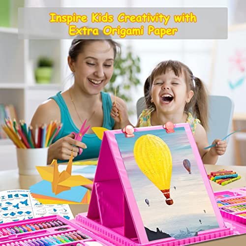 Art Supplies, 272 Pack Art Set Crafts Drawing Kit for Kids Girls Boys Teens - color: Pink