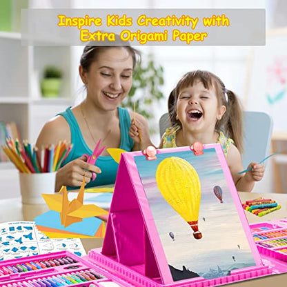 Art Supplies, 272 Pack Art Set Crafts Drawing Kit for Kids Girls Boys Teens - color: Pink