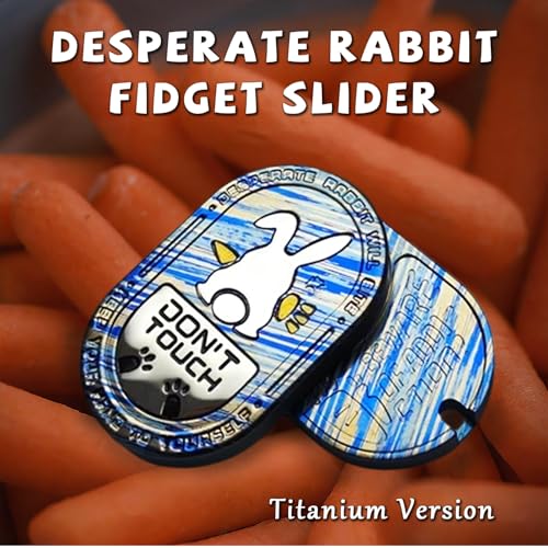 Desperate Rabbit Fidget Slider, Metal Fidget Toys Adults Haptic Coin EDC Fidget Toys Sensory Toy Executive Desk Toy for Keep Focus & Stress Relief (Titanium Ice) - color: Titanium Ice