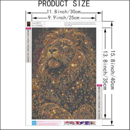Animal Lion 5D Diamond Painting Kits for Adults,Diamond Art 12 X 16 Inch - color: SH175