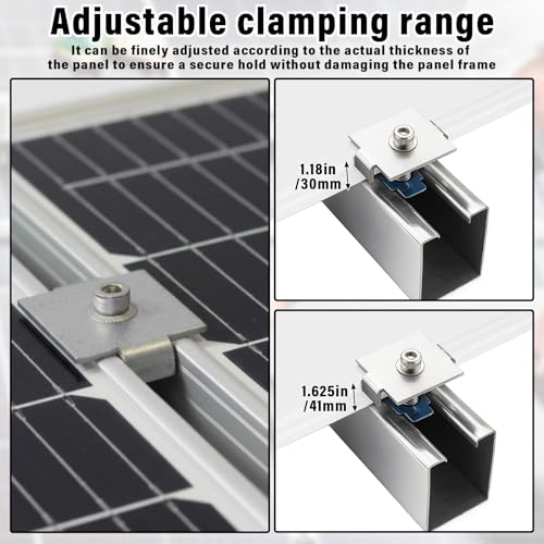 Silkfly 10 Pcs Solar Panel Mid Clamps for 1-5/8 Inch Steel Strut Channel, Solar Panel Kit with Clamps and Cone Nuts for Mounting Panels - style: Mid Clamp