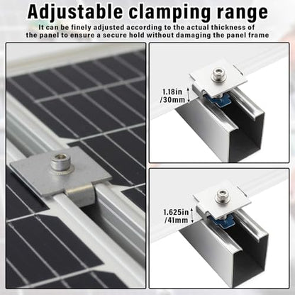 Silkfly 10 Pcs Solar Panel Mid Clamps for 1-5/8 Inch Steel Strut Channel, Solar Panel Kit with Clamps and Cone Nuts for Mounting Panels - style: Mid Clamp