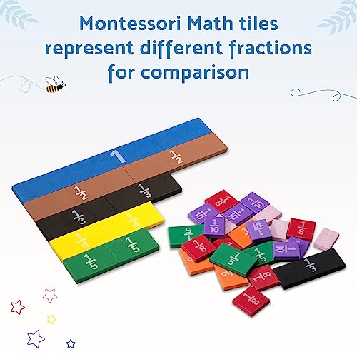 Montessori Math Magnetic Tiles Classroom Essentials Foam Tiles for Kids to Learn Fraction Equivalence and Math manipulatives Great Learning Resources for The Homeschool Curriculum