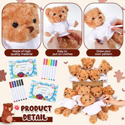 Blueweenly 40 Pcs Make Your Own Stuffed Animal Bear Kit,Brown - color: Brown